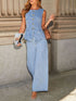 'Rylee' Vest and Wide Leg Jeans Denim Set - Celes Fashion